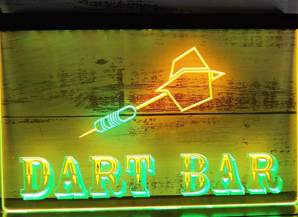 Dart Bar Led Neon Sign Dual Color Home Game Room Darts Pinball Game Shop Decor