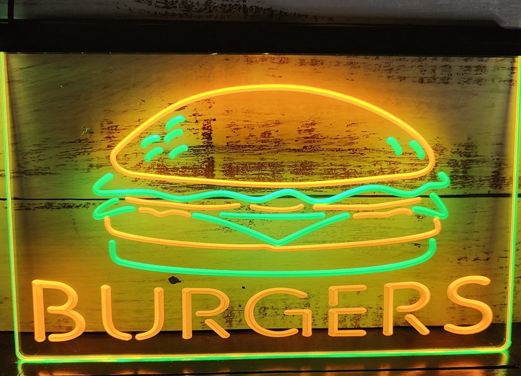 Burgers Sandwiches Led Neon Sign Dual Color Kebab Burger Restaurant Decor