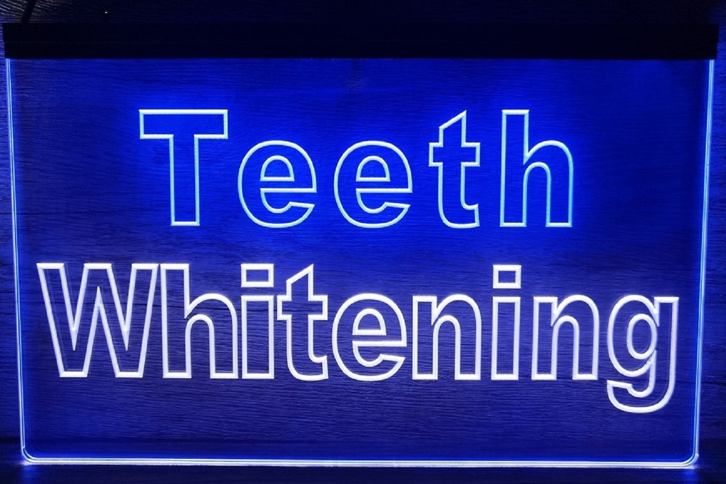 Teeth Whitening Led Neon Sign Dual Color Dental Clinic Decor Wall Hanging OR Desktop