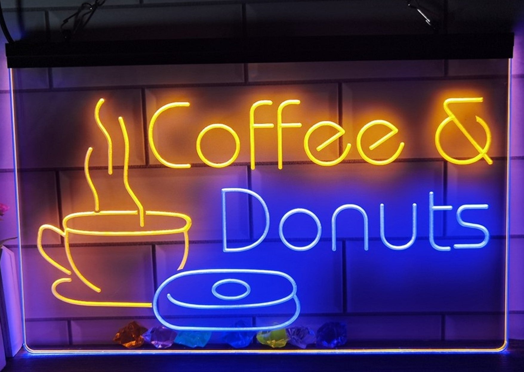 Coffee & Donuts Led Neon Sign Dual Color Home Coffee Shop Decor