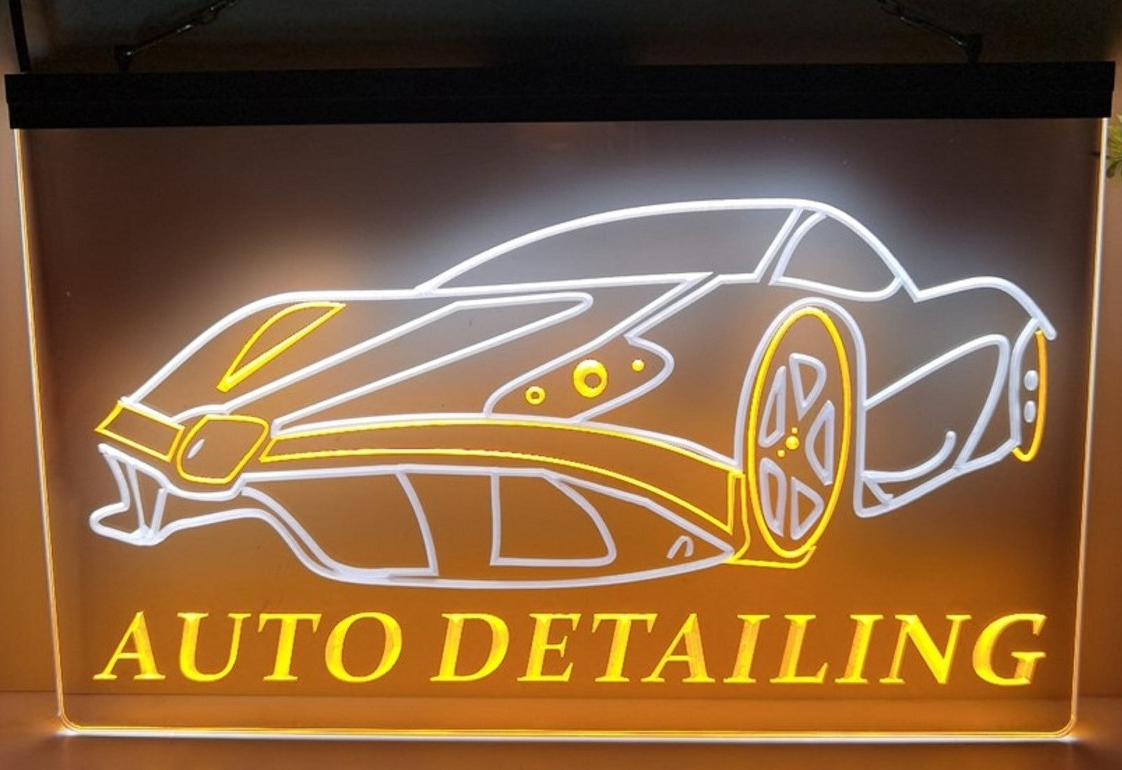 Auto Detailing Led Neon Sign Dual Color Auto Detailing Car Wash Shop Decor