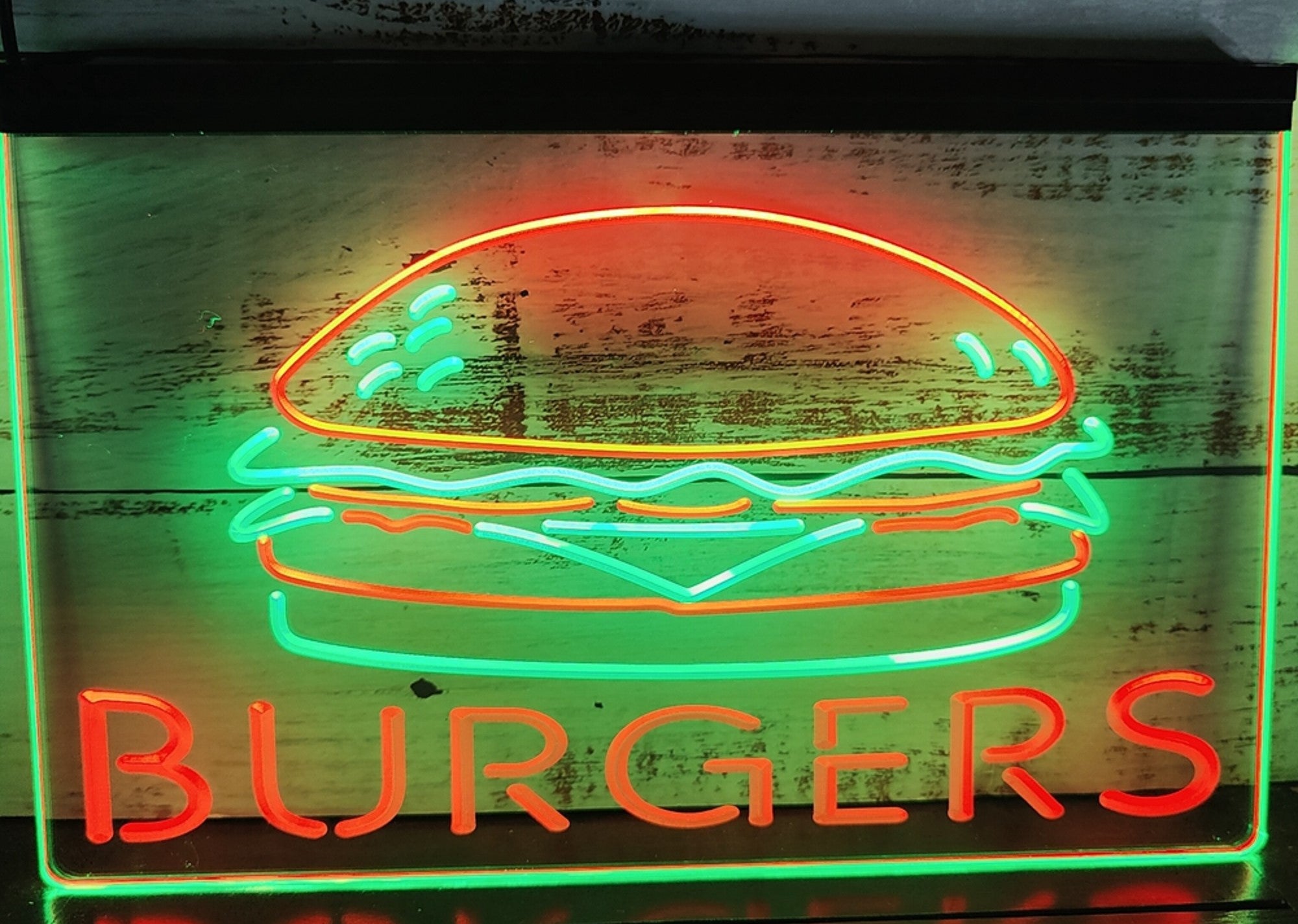 Burgers Sandwiches Led Neon Sign Dual Color Kebab Burger Restaurant Decor