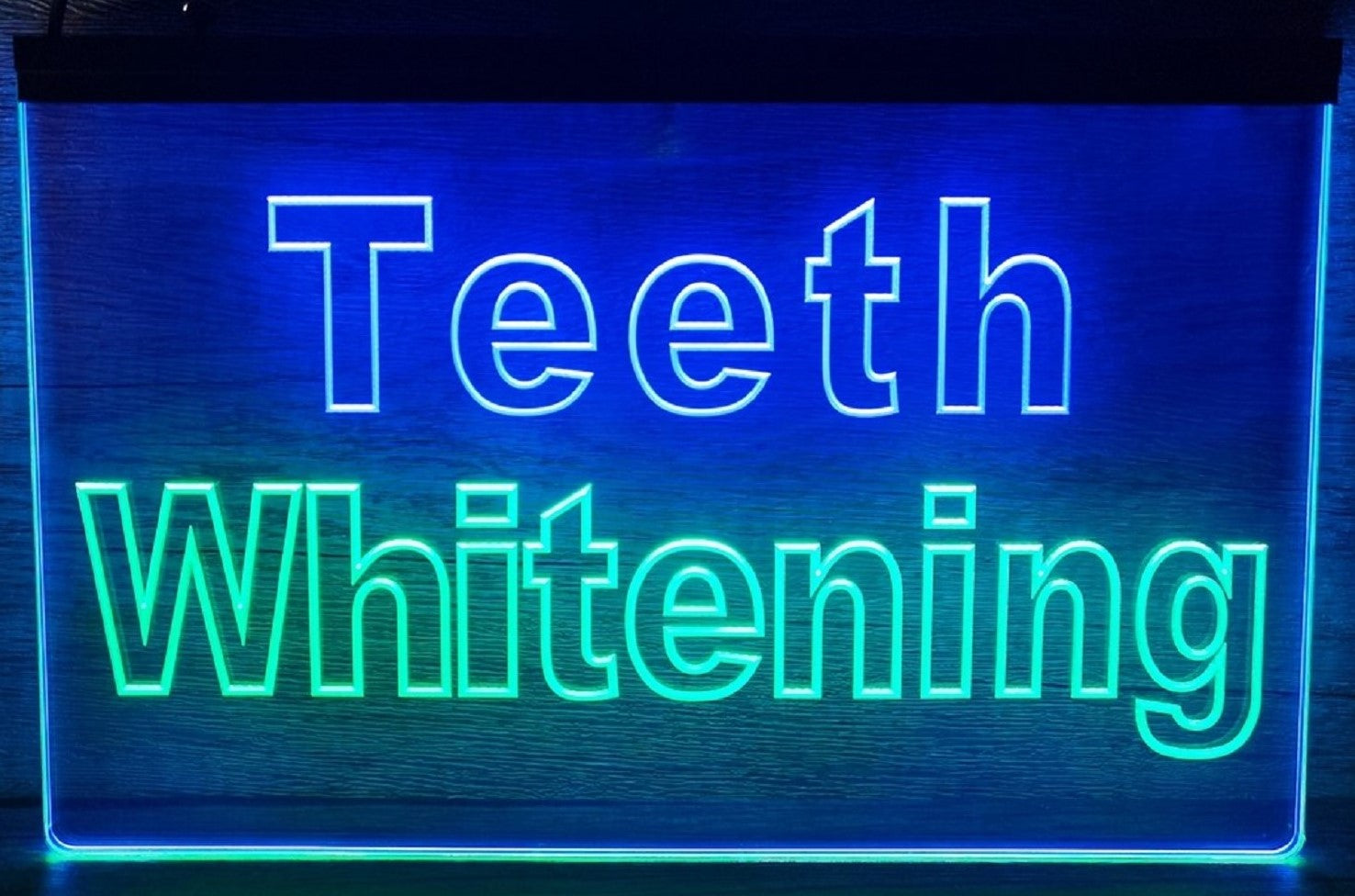 Teeth Whitening Led Neon Sign Dual Color Dental Clinic Decor Wall Hanging OR Desktop