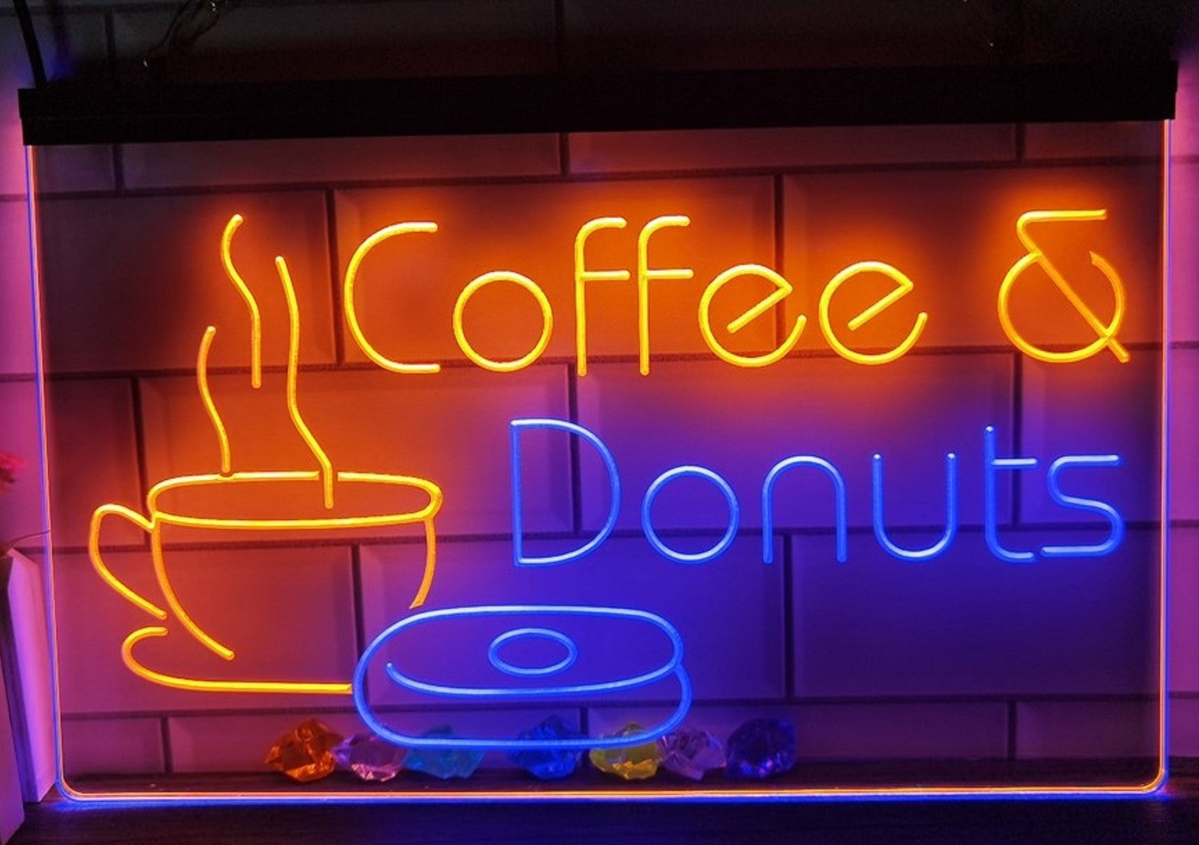Coffee & Donuts Led Neon Sign Dual Color Home Coffee Shop Decor