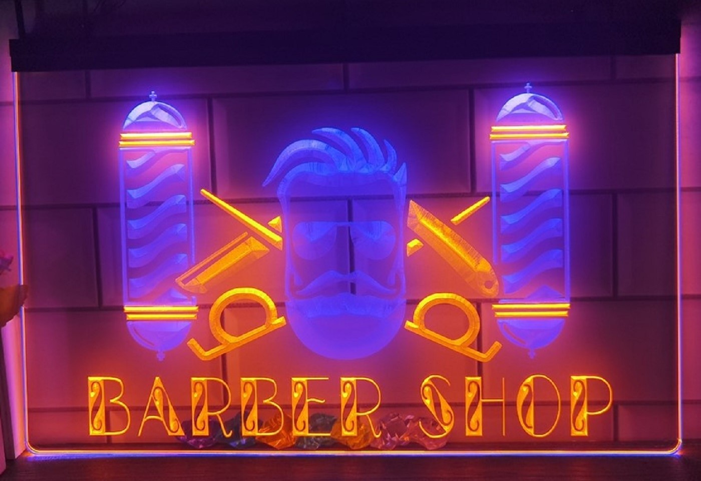 Barber Shop Pole Led Neon Sign Dual Color Haircut Salon Barber Shop Decor