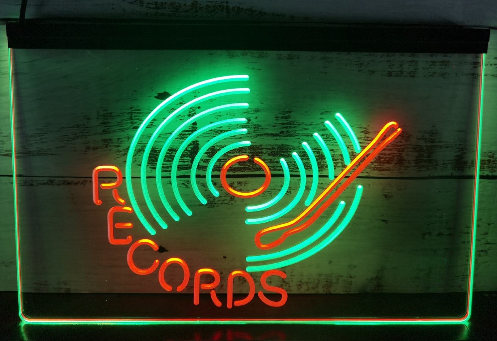 Records Turntable Led Neon Sign Dual Color Home Music Room Studio Decor