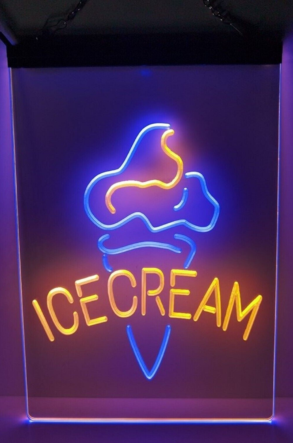 Ice Cream Cone Led Neon Sign Dual Color Ice Cream Smoothie Slushie Store Decor