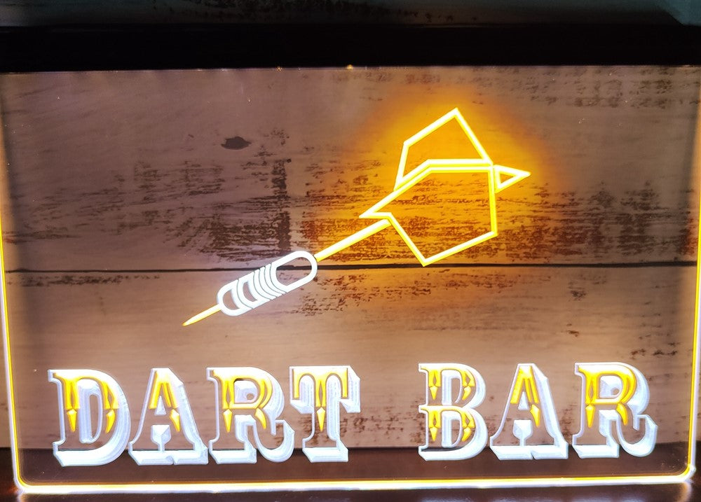 Dart Bar Led Neon Sign Dual Color Home Game Room Darts Pinball Game Shop Decor