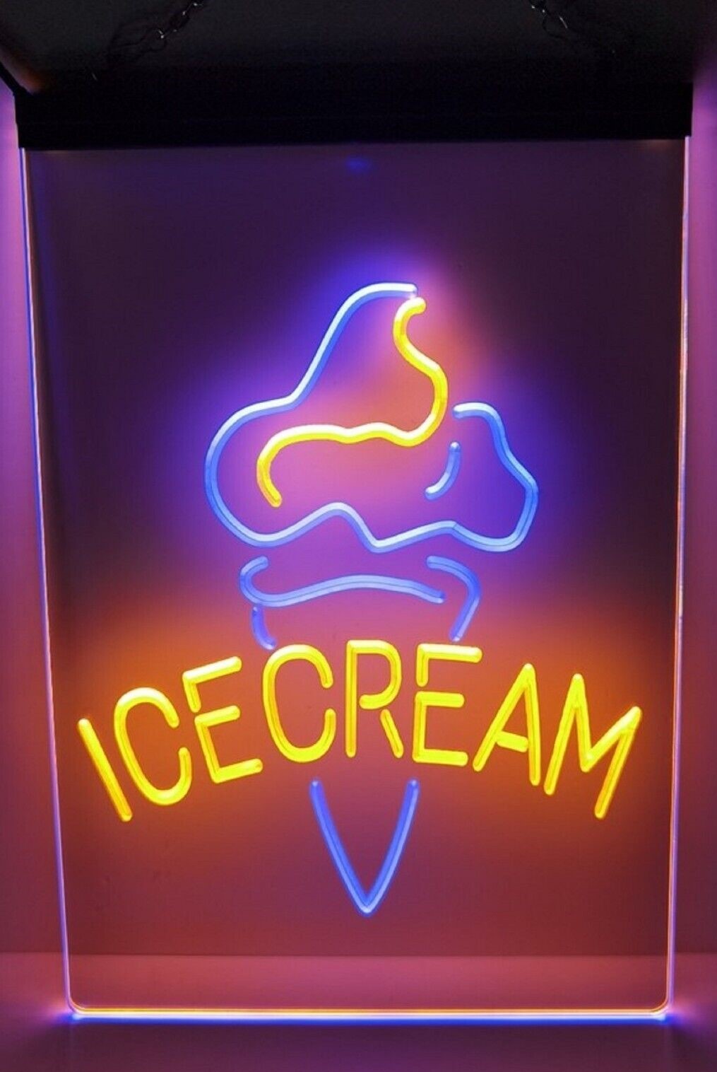 Ice Cream Cone Led Neon Sign Dual Color Ice Cream Smoothie Slushie Store Decor