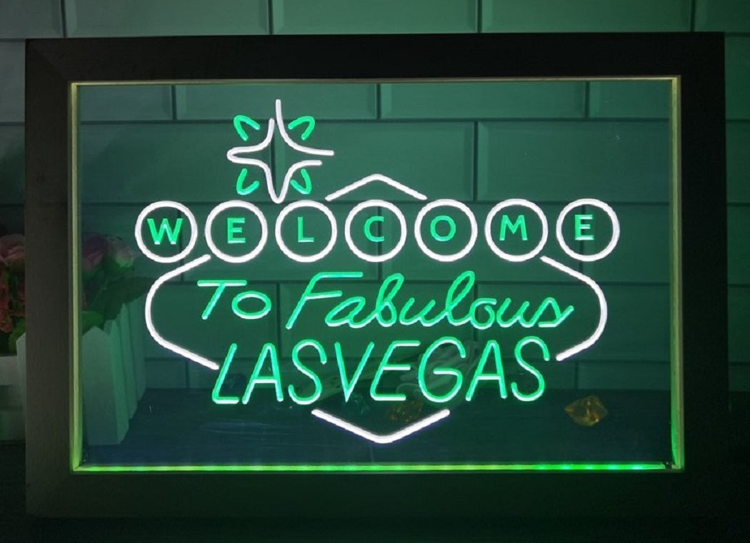 Welcome To Fabulous Las vegas Led Neon Sign Framed Wall Or Desktop Decor