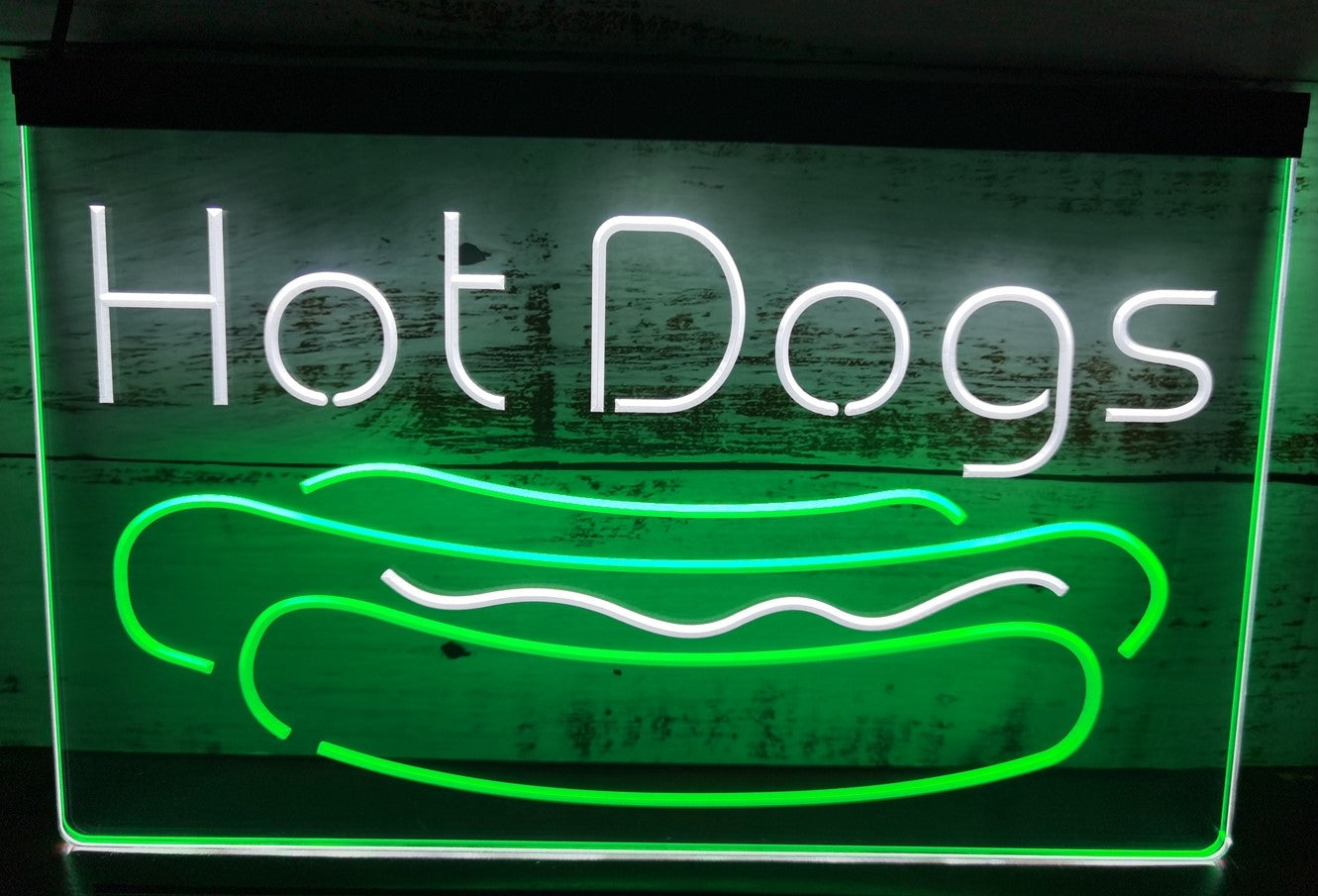 Hot Dogs Led Neon Sign Dual Color Burger Hot Dog Restaurant Decor