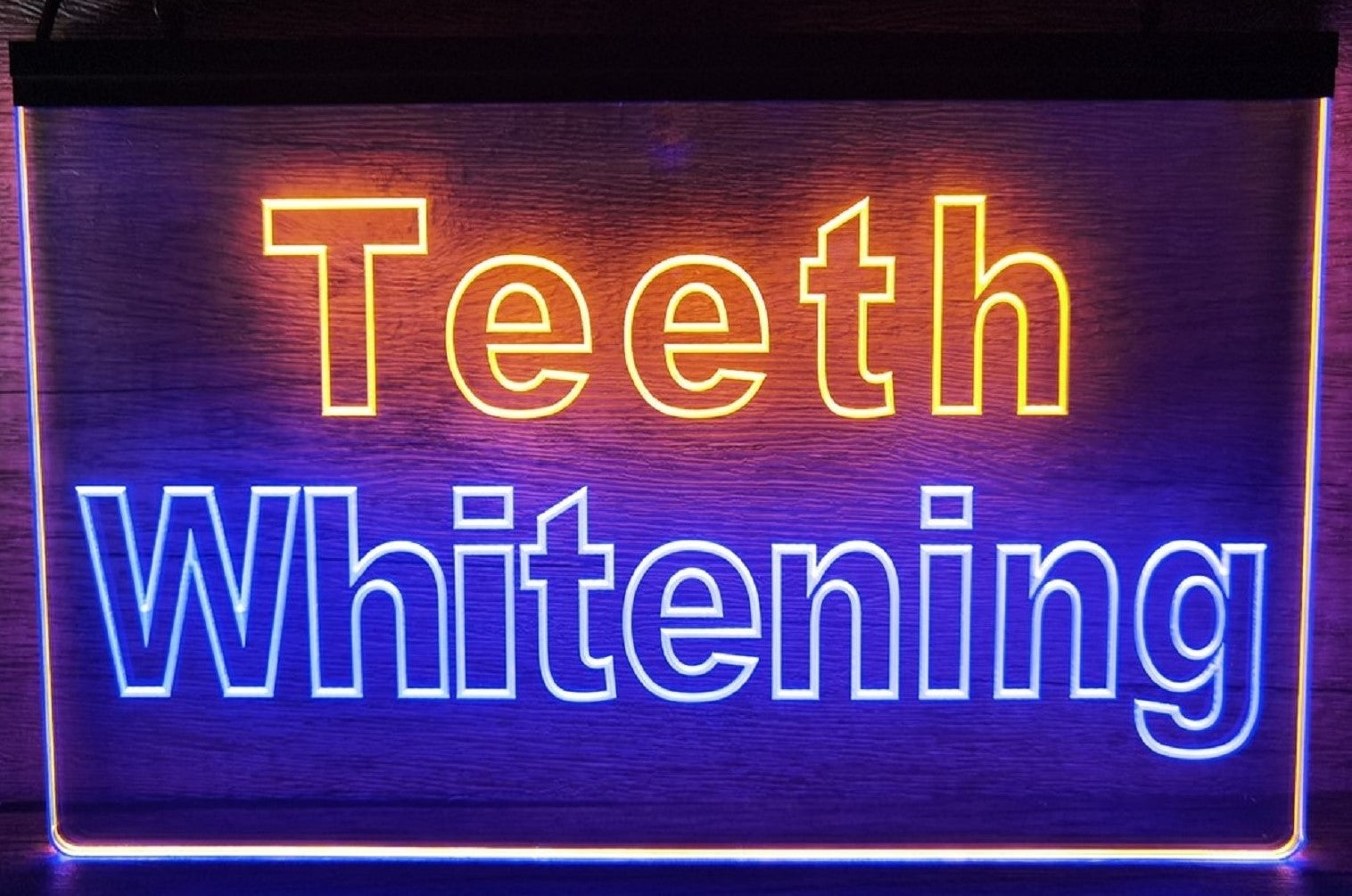 Teeth Whitening Led Neon Sign Dual Color Dental Clinic Decor Wall Hanging OR Desktop