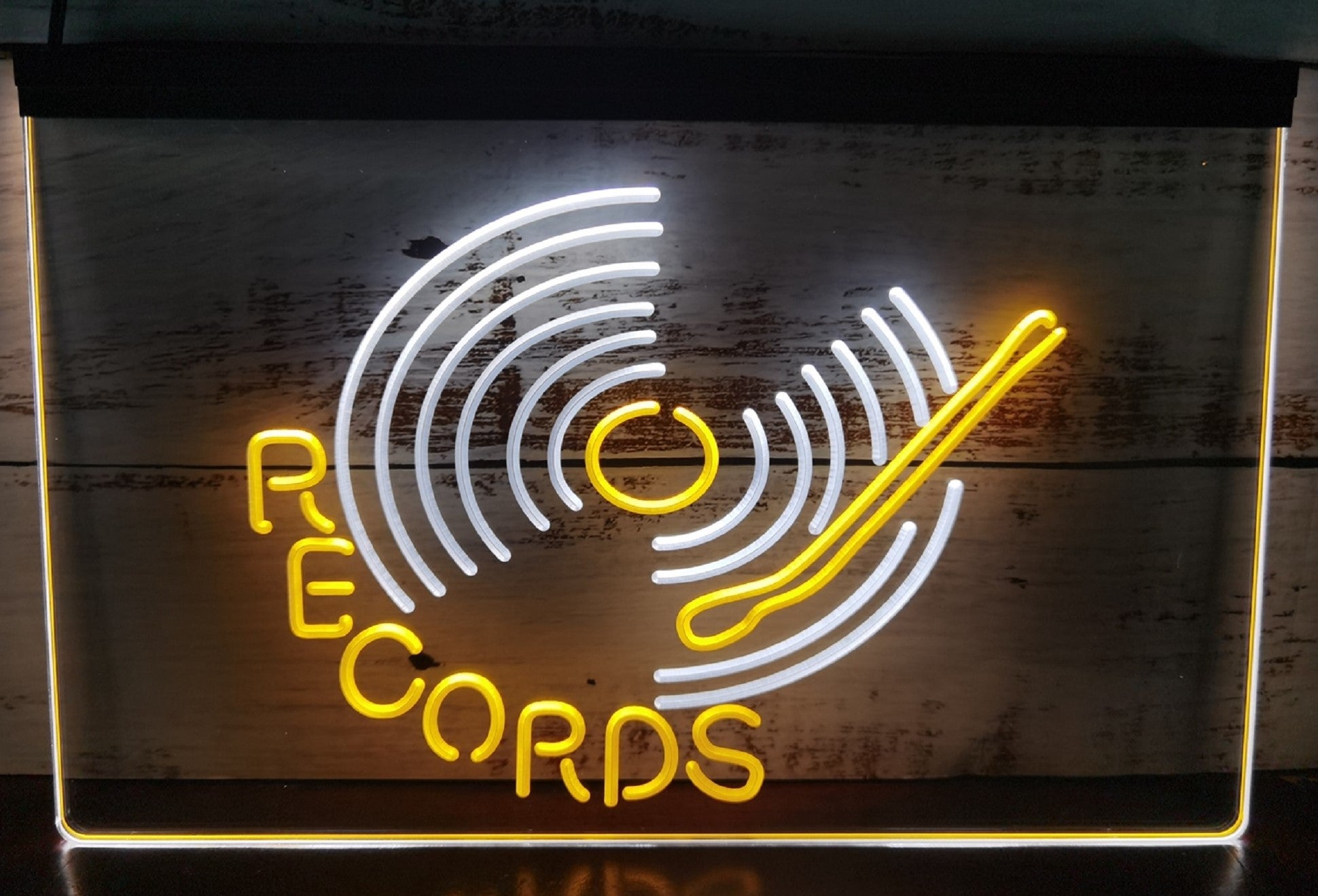 Records Turntable Led Neon Sign Dual Color Home Music Room Studio Decor