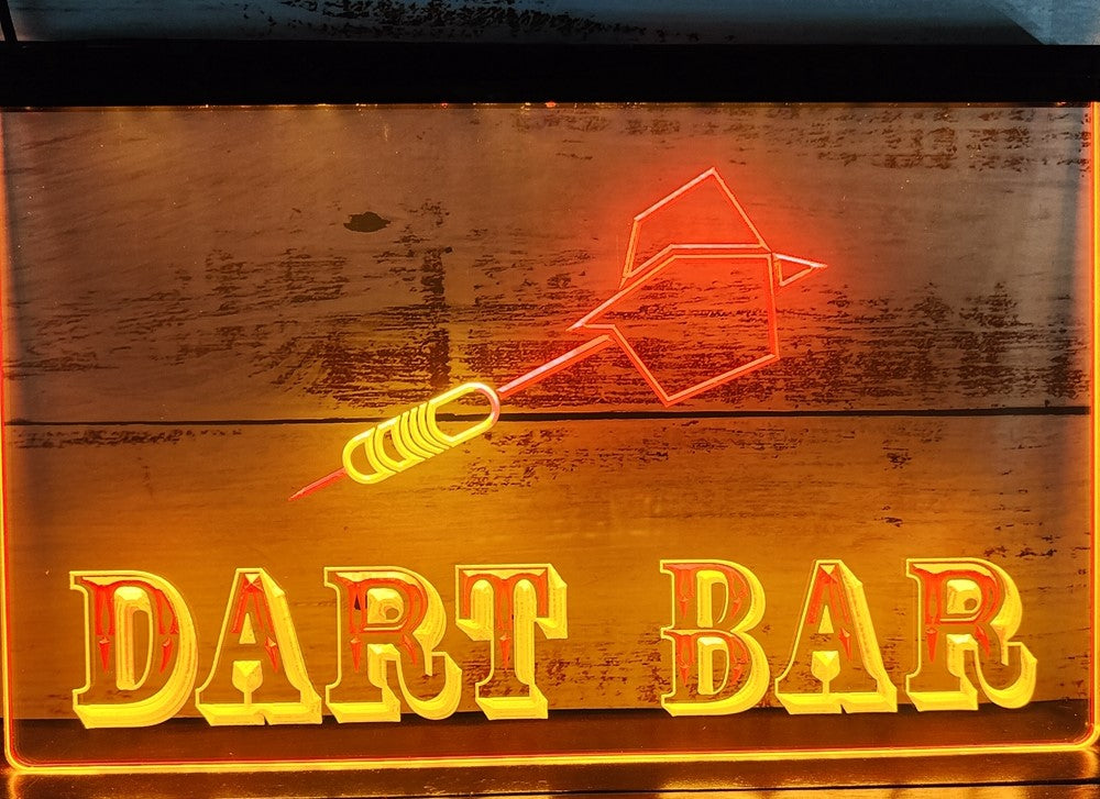 Dart Bar Led Neon Sign Dual Color Home Game Room Darts Pinball Game Shop Decor