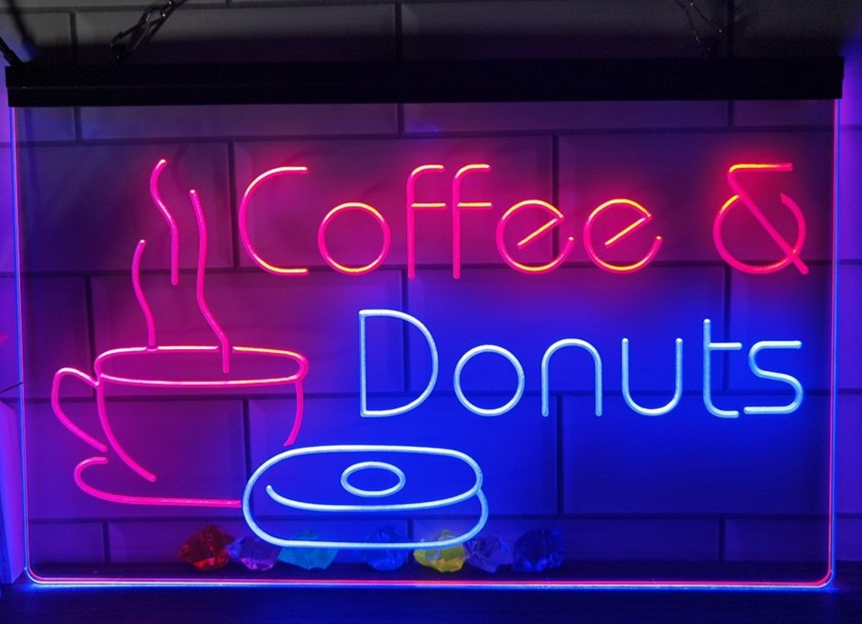Coffee & Donuts Led Neon Sign Dual Color Home Coffee Shop Decor