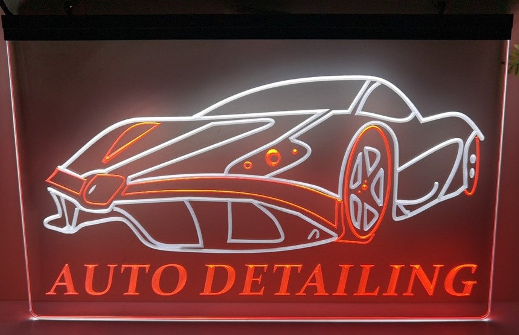 Auto Detailing Led Neon Sign Dual Color Auto Detailing Car Wash Shop Decor