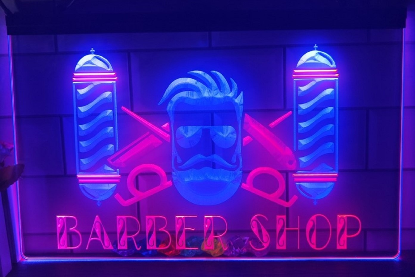 Barber Shop Pole Led Neon Sign Dual Color Haircut Salon Barber Shop Decor