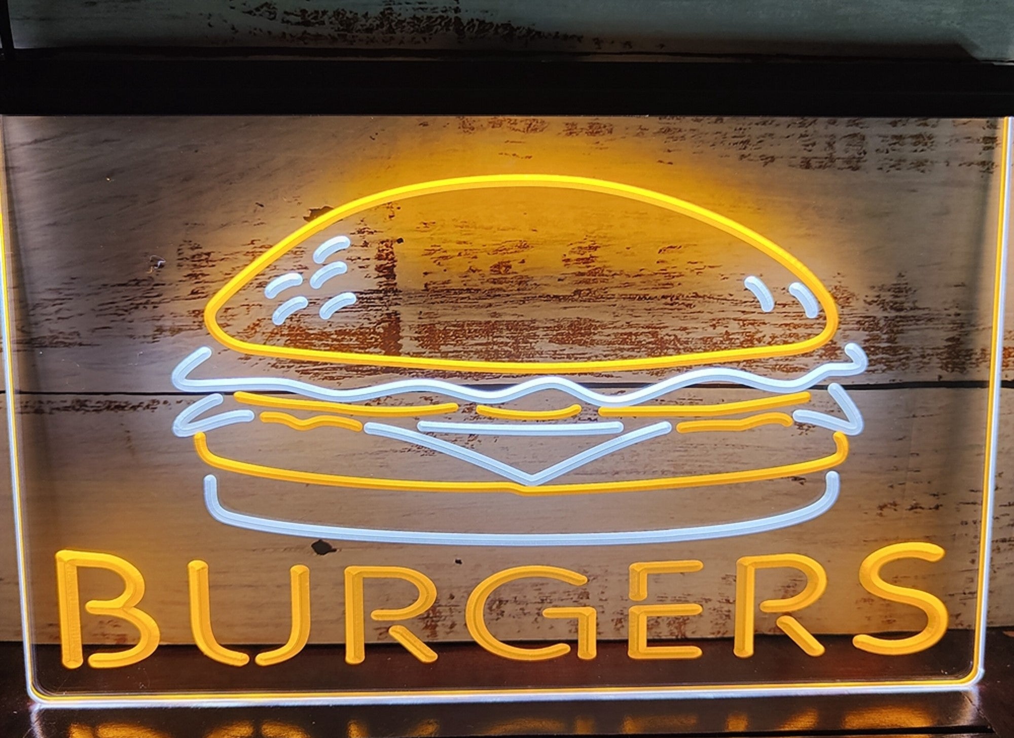 Burgers Sandwiches Led Neon Sign Dual Color Kebab Burger Restaurant Decor