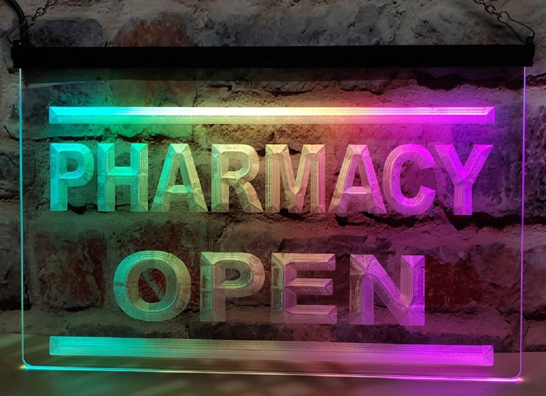 Pharmacy Open Led Neon Sign Multimode Pharmacy Decor Wall Hanging Or Desktop