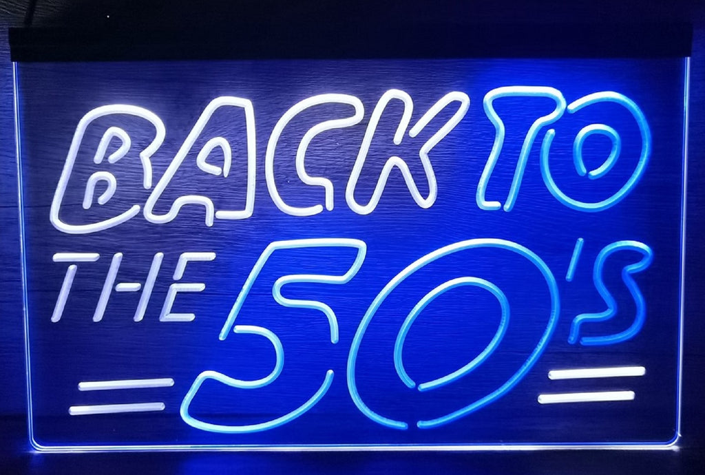 Back To The 50"s Led Neon Sign Dual Color Home Car Garage Decor Wall Hanging Desktop