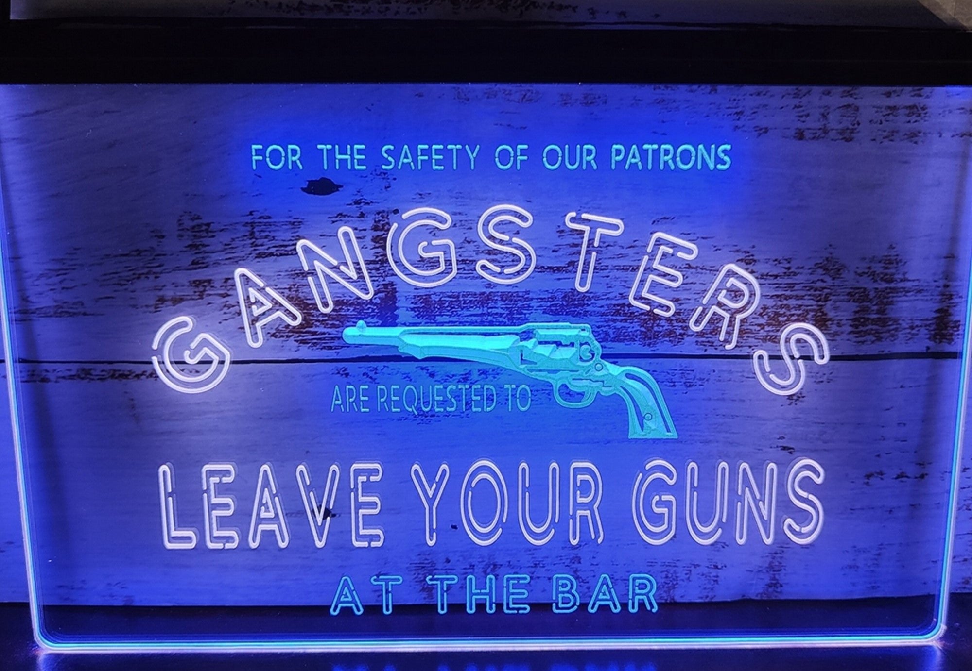 Cowboys Leave Your Guns Led Neon Sign Dual Color Wall Hanging Or Desktop Decor