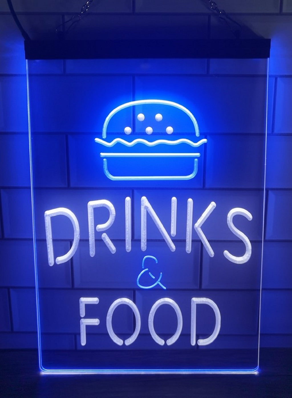Burger Drinks Food Led Neon Sign Dual Color Kebab Burger Restaurant Decor
