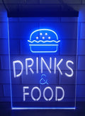 Burger Drinks Food Led Neon Sign Dual Color Kebab Burger Restaurant Decor