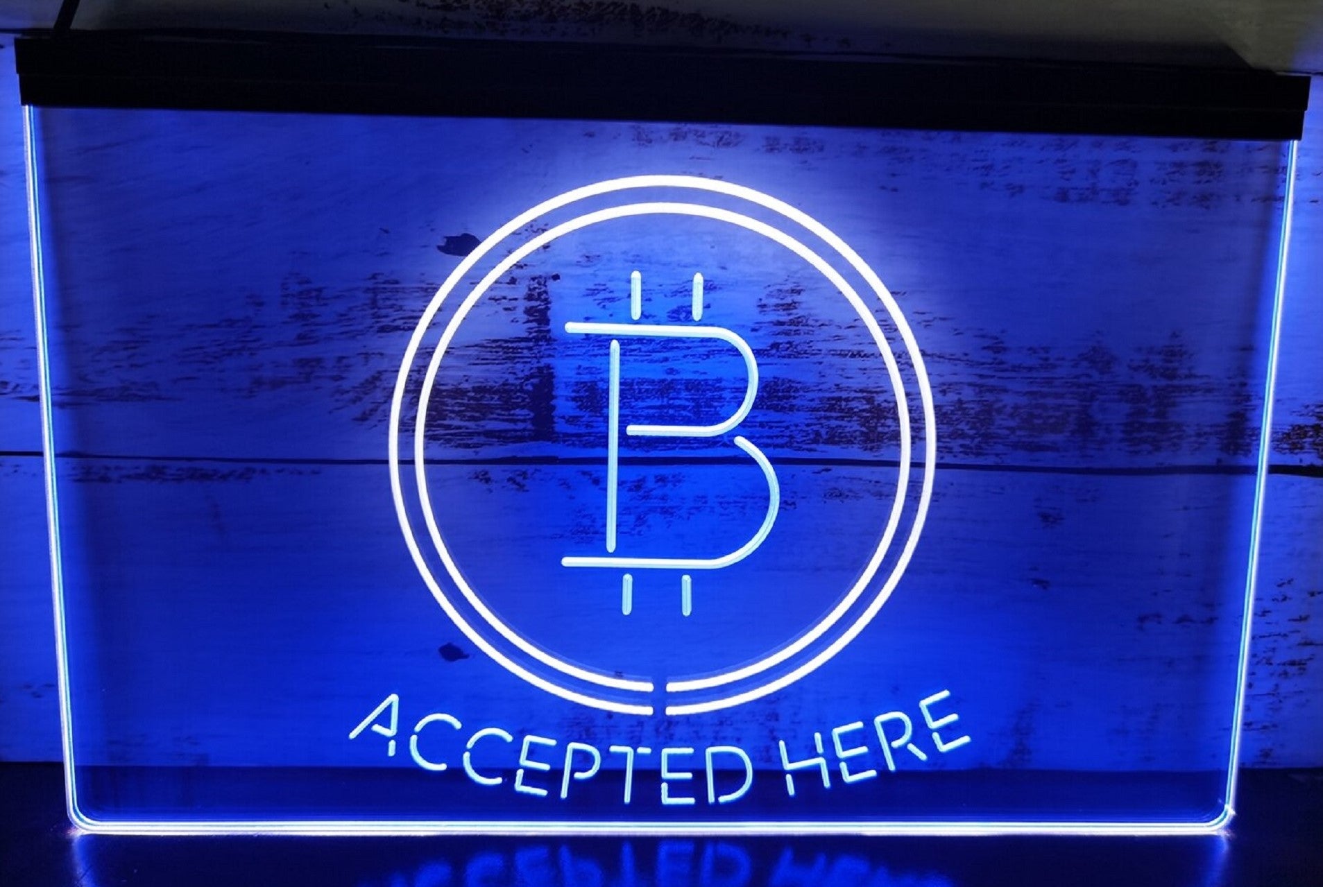 Bitcoin Accepted Here Led Neon Sign Dual Color Store Office Wall Hanging Desktop Decor