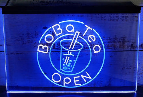 Boba Tea Open Led Neon Sign Dual Color Bubble Tea Shop Coffee Shop Decor