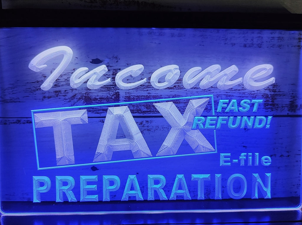 Income Tax Preparation Led Neon Sign Dual Color Accountant Income Tax Service Office Decor