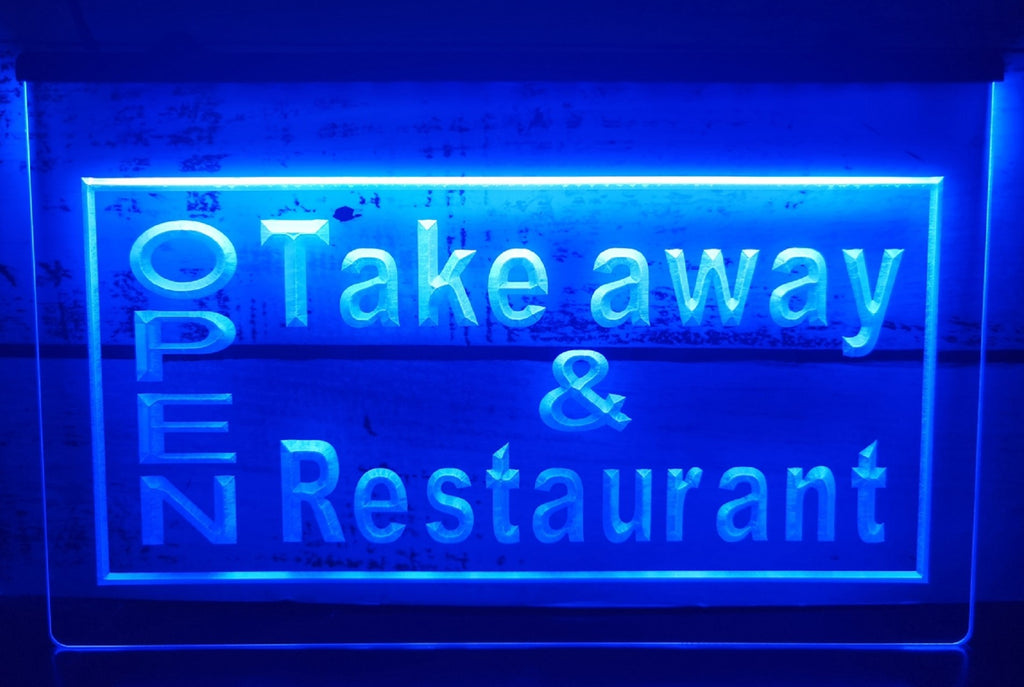 Open Take Away & Restaurant Led Neon Sign Restaurant Decor Wall Hanging