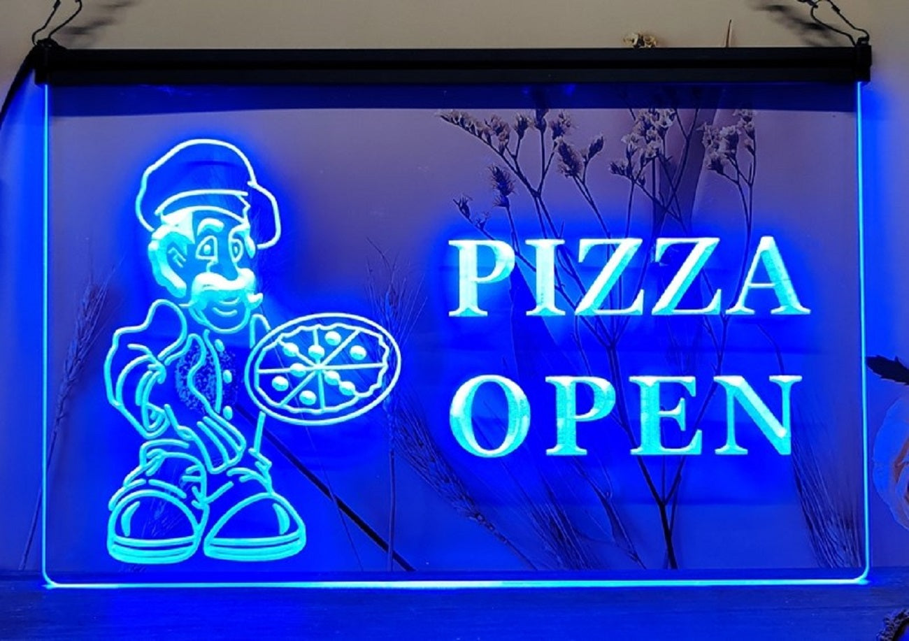 Pizza Open Led Neon Sign Pizzeria Restaurant Decor Wall Hanging