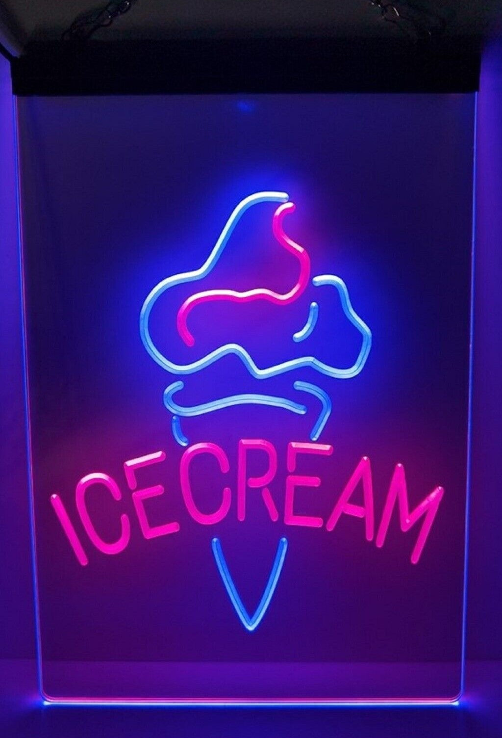 Ice Cream Cone Led Neon Sign Dual Color Ice Cream Smoothie Slushie Store Decor