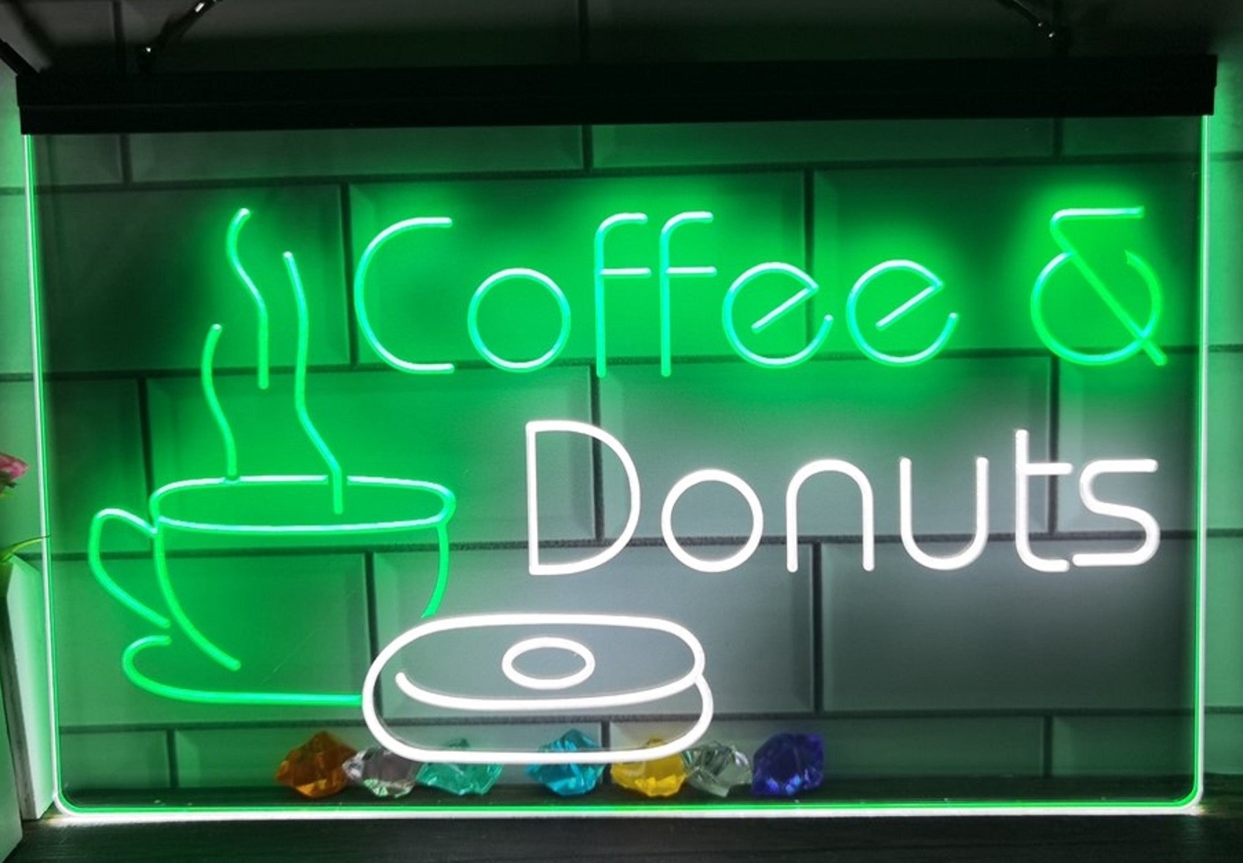 Coffee & Donuts Led Neon Sign Dual Color Home Coffee Shop Decor