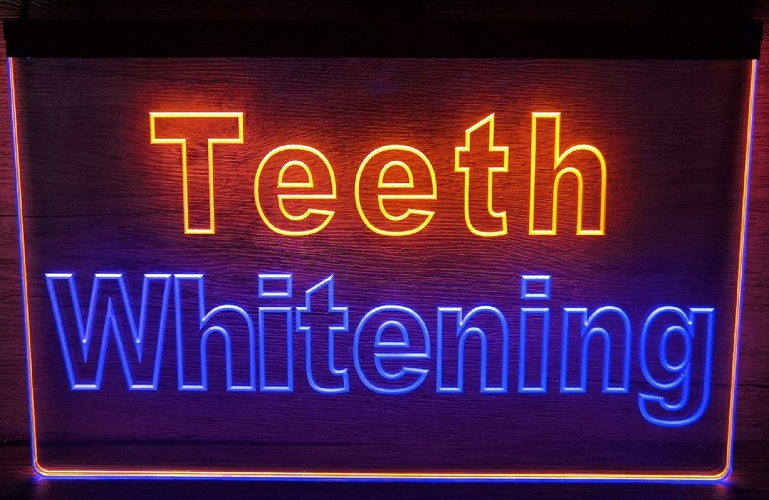 Teeth Whitening Led Neon Sign Dual Color Dental Clinic Decor Wall Hanging OR Desktop