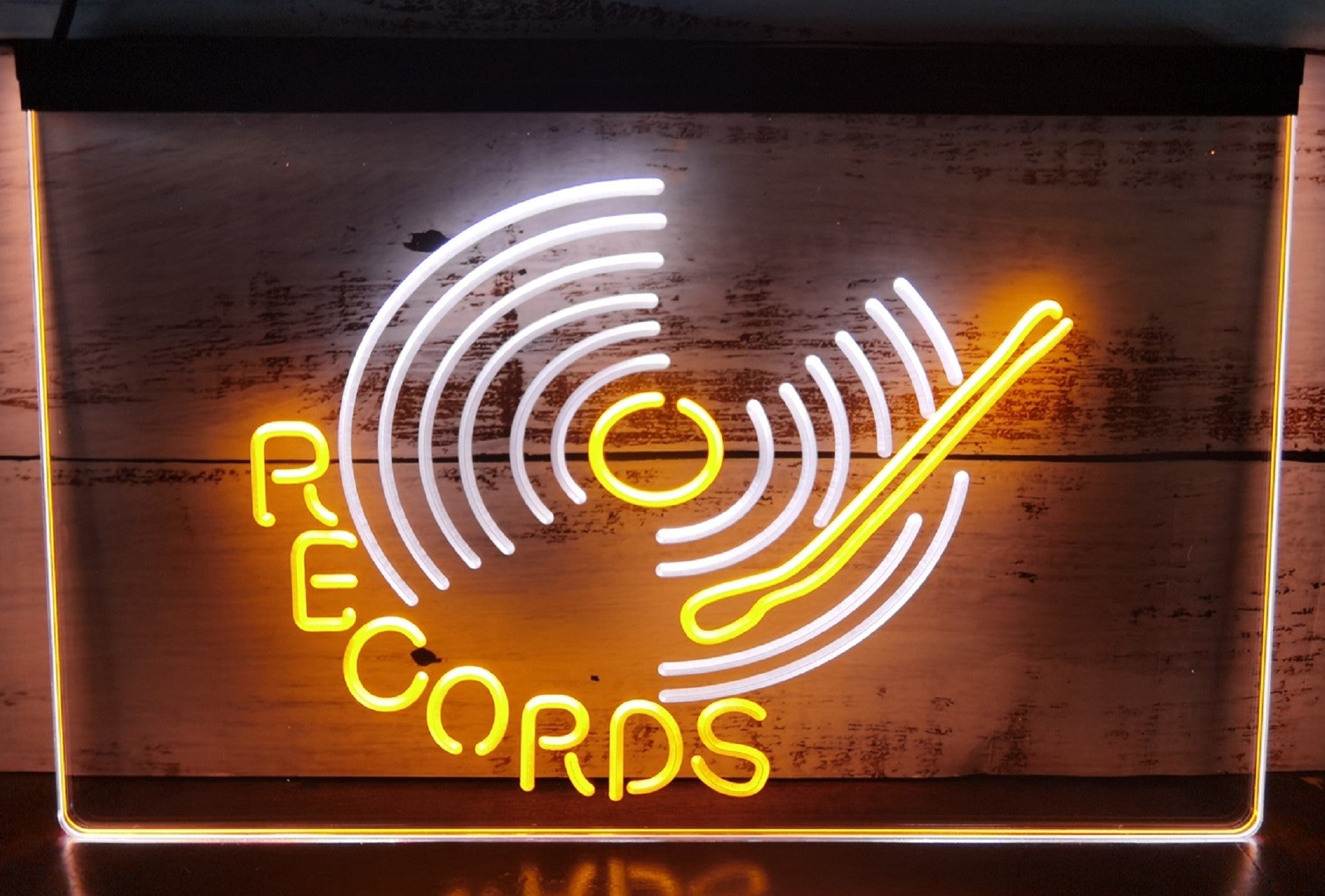 Records Turntable Led Neon Sign Dual Color Home Music Room Studio Decor