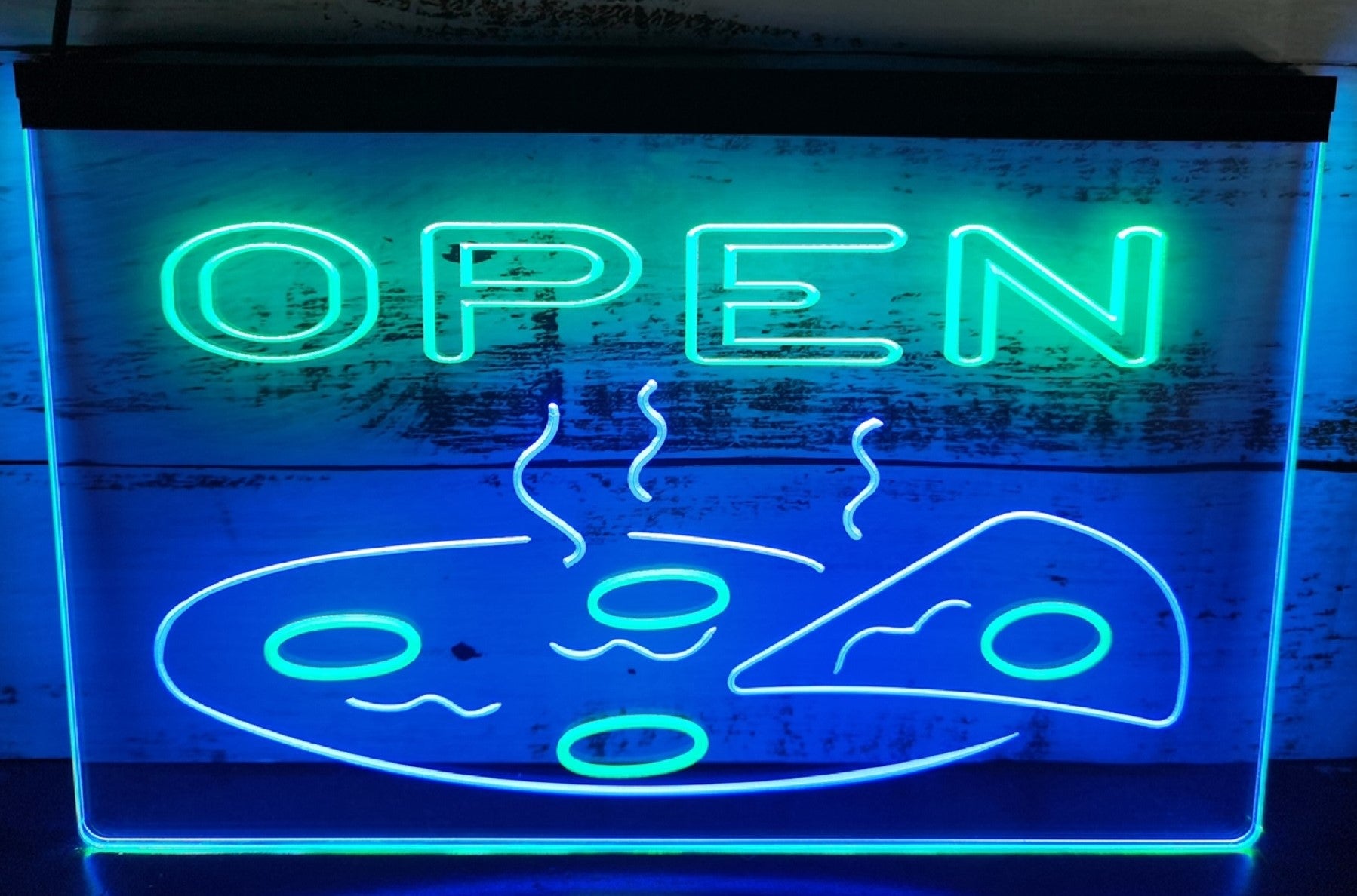 Open Hot Pizza Led Neon Sign Dual Color Pizzeria Restaurant Wall Hanging Decor