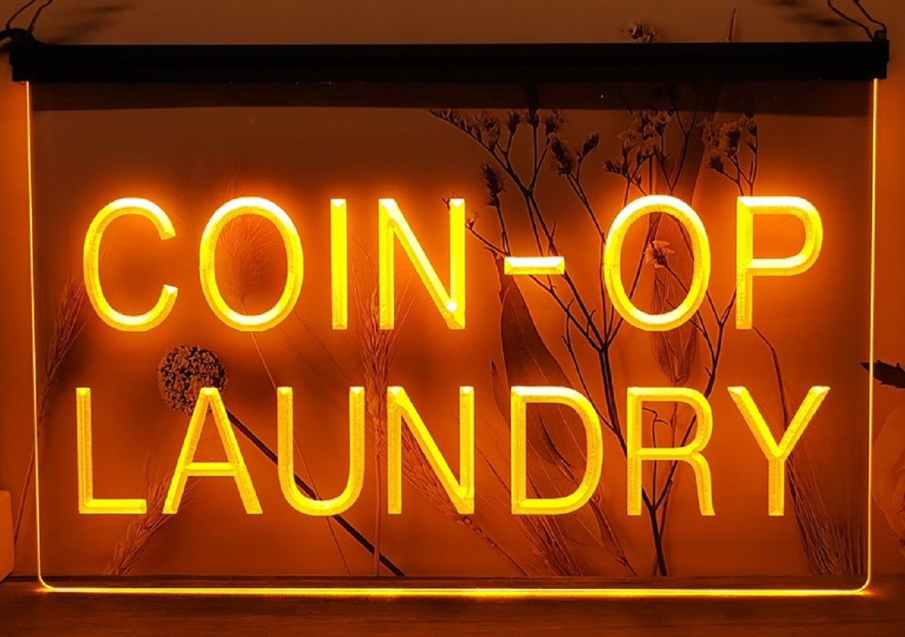 Coin-Op Laundry Led Neon Sign Laundromat Shop Decor Wall Or Desktop