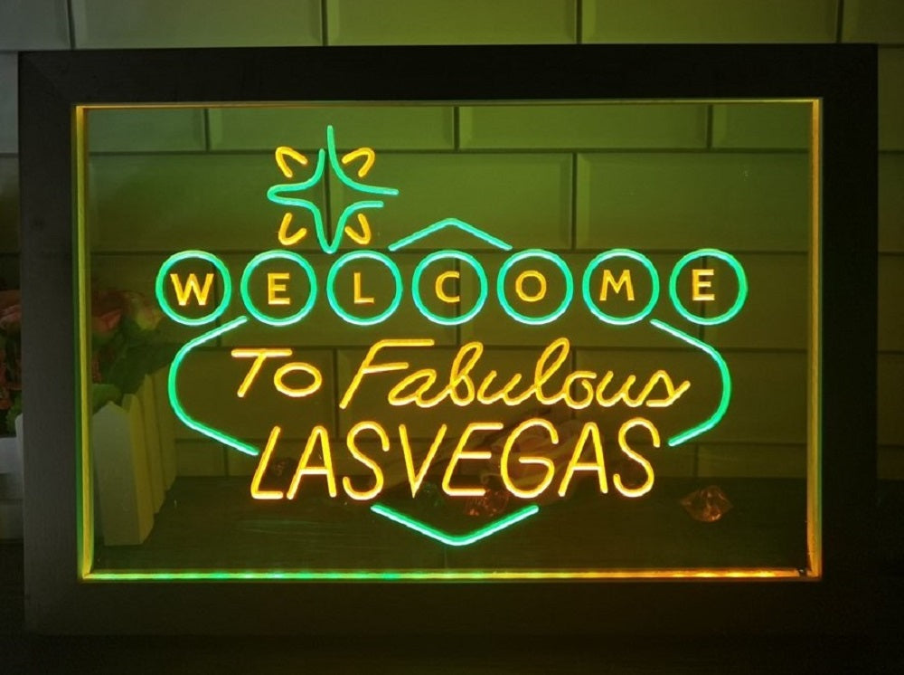 Welcome To Fabulous Las vegas Led Neon Sign Framed Wall Or Desktop Decor