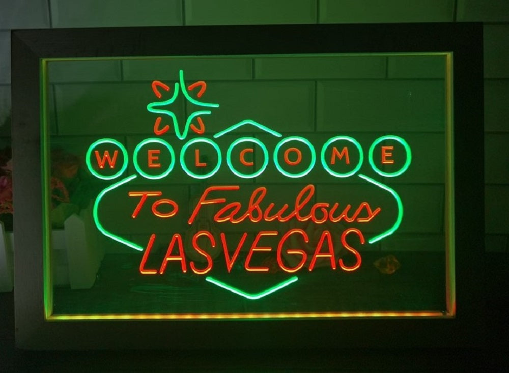 Welcome To Fabulous Las vegas Led Neon Sign Framed Wall Or Desktop Decor