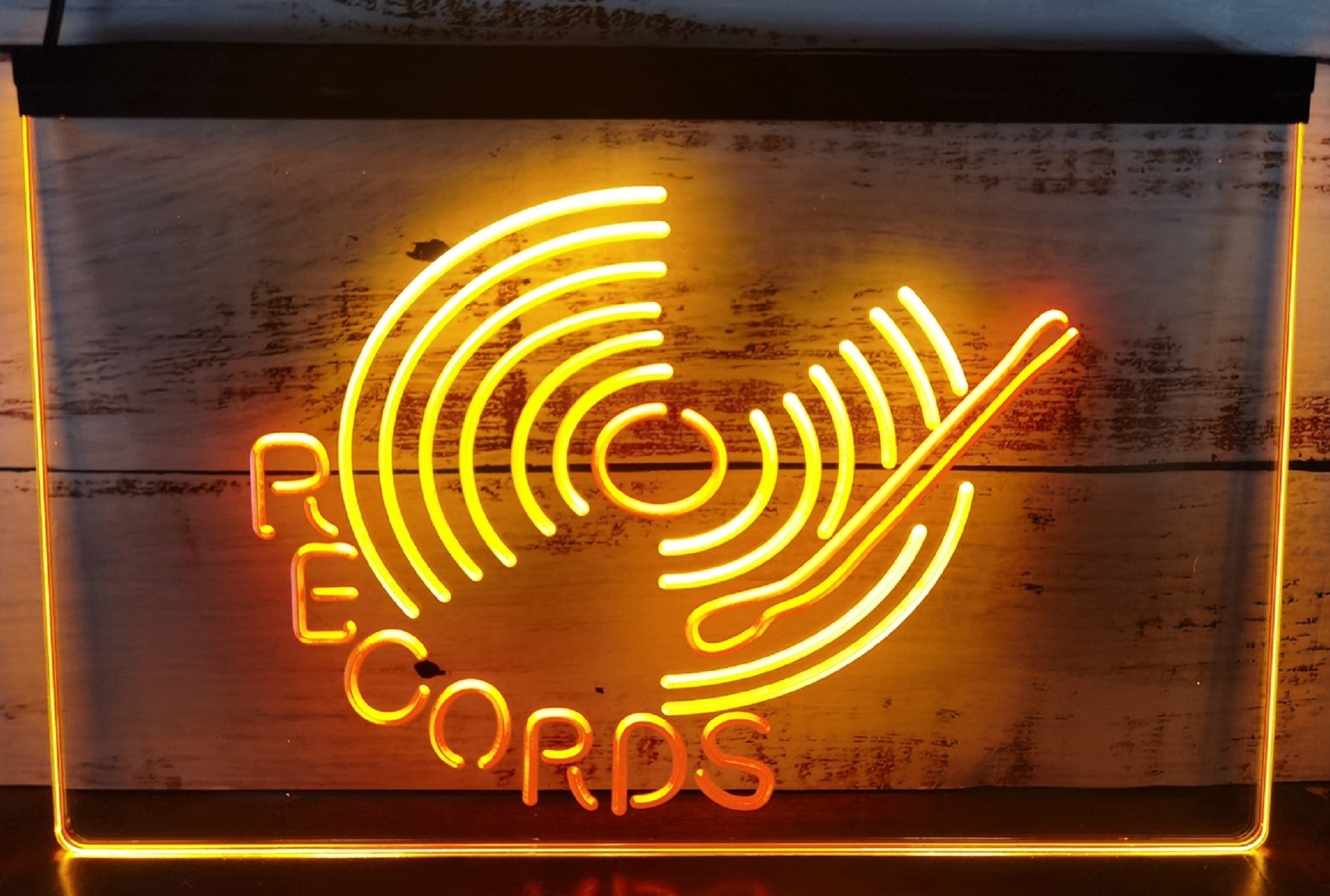 Records Turntable Led Neon Sign Dual Color Home Music Room Studio Decor