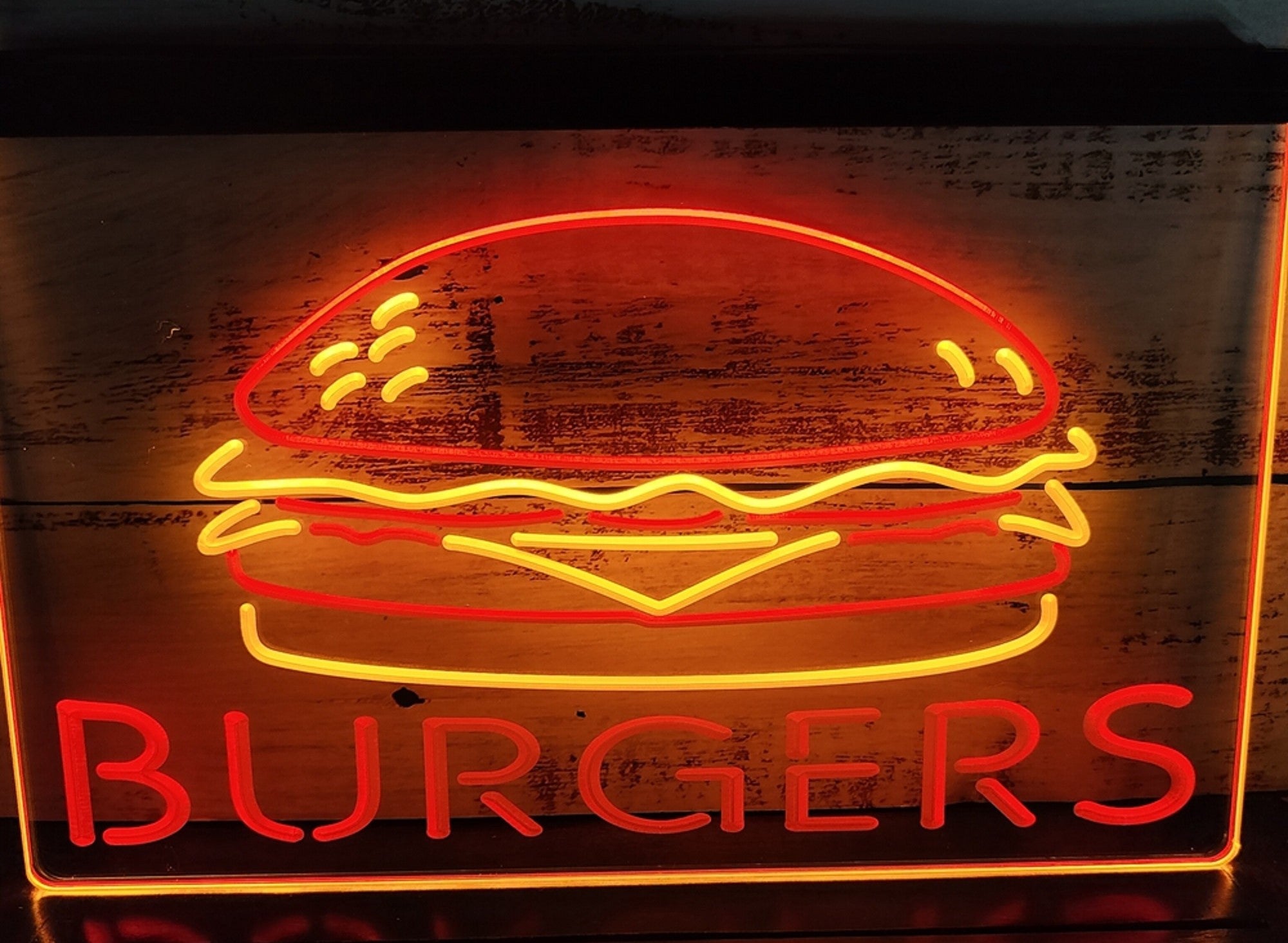 Burgers Sandwiches Led Neon Sign Dual Color Kebab Burger Restaurant Decor