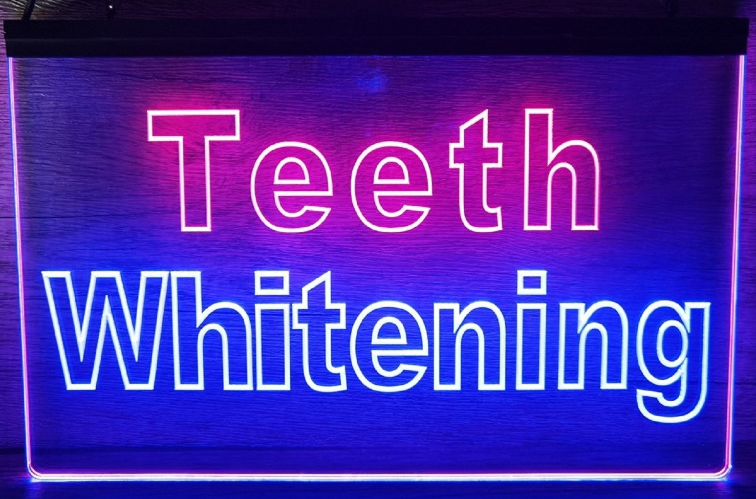 Teeth Whitening Led Neon Sign Dual Color Dental Clinic Decor Wall Hanging OR Desktop
