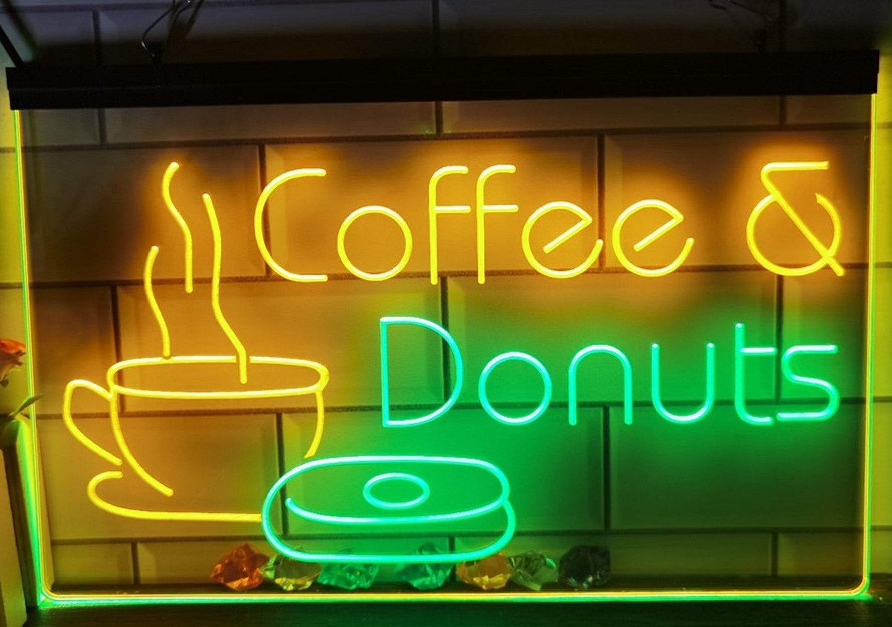 Coffee & Donuts Led Neon Sign Dual Color Home Coffee Shop Decor