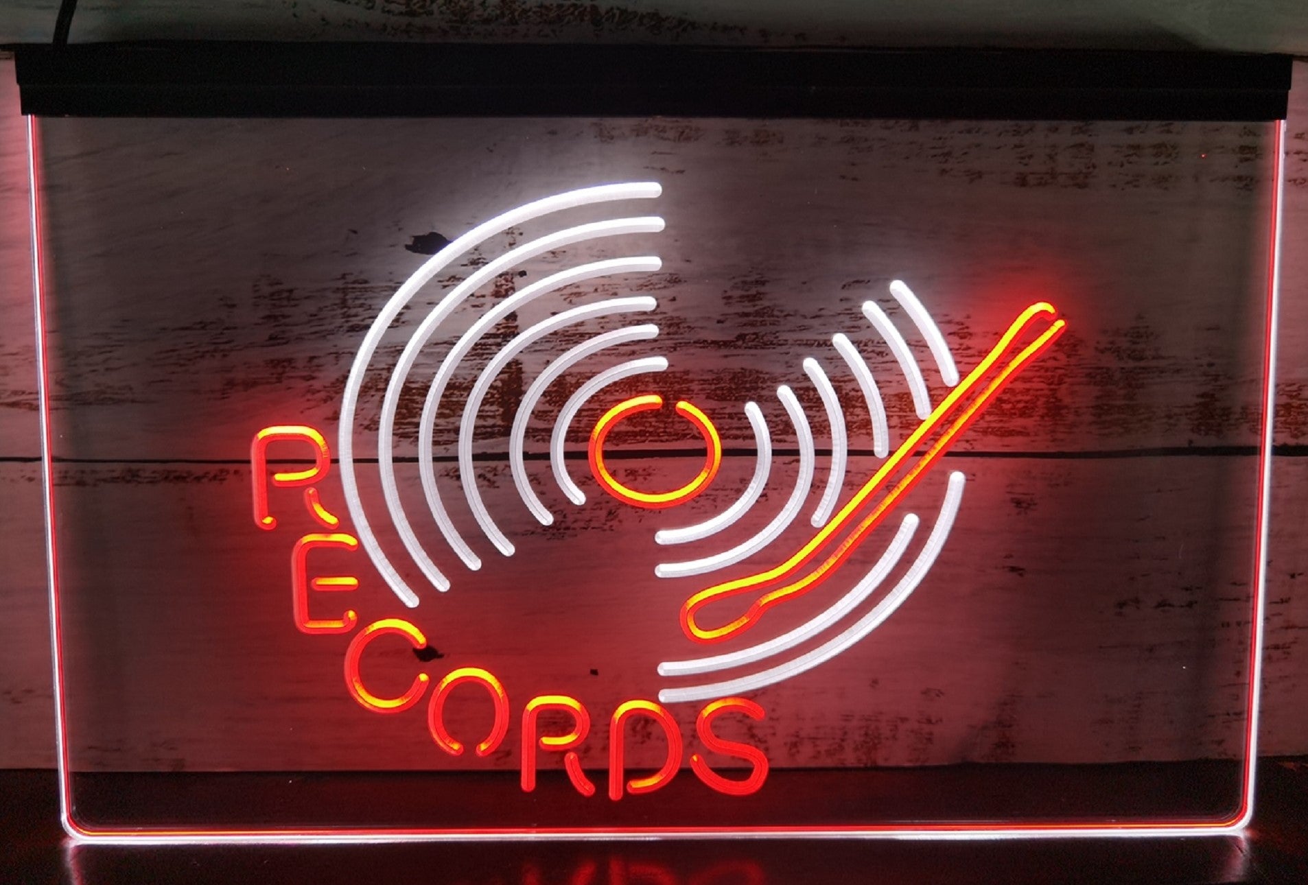 Records Turntable Led Neon Sign Dual Color Home Music Room Studio Decor