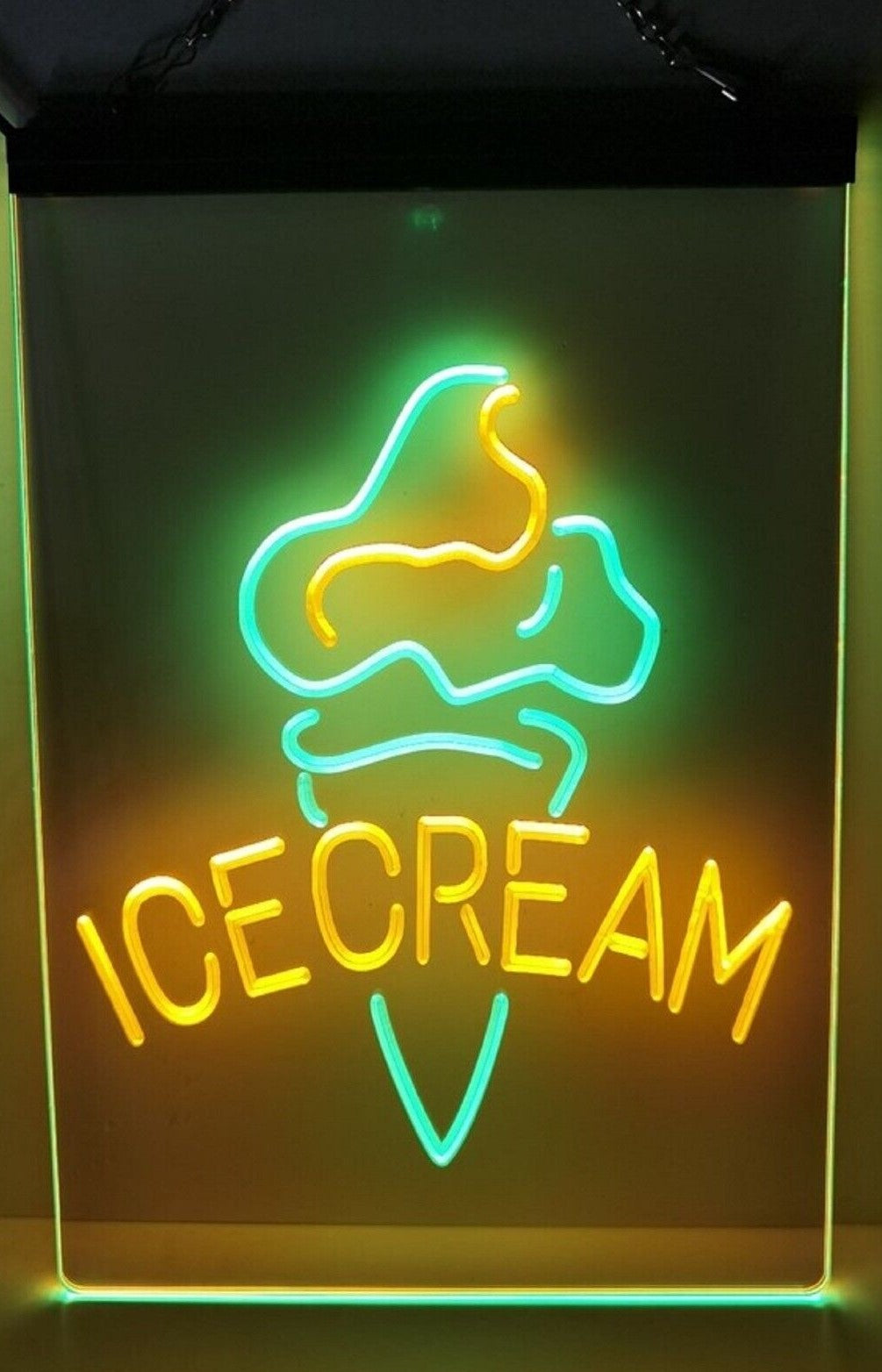 Ice Cream Cone Led Neon Sign Dual Color Ice Cream Smoothie Slushie Store Decor