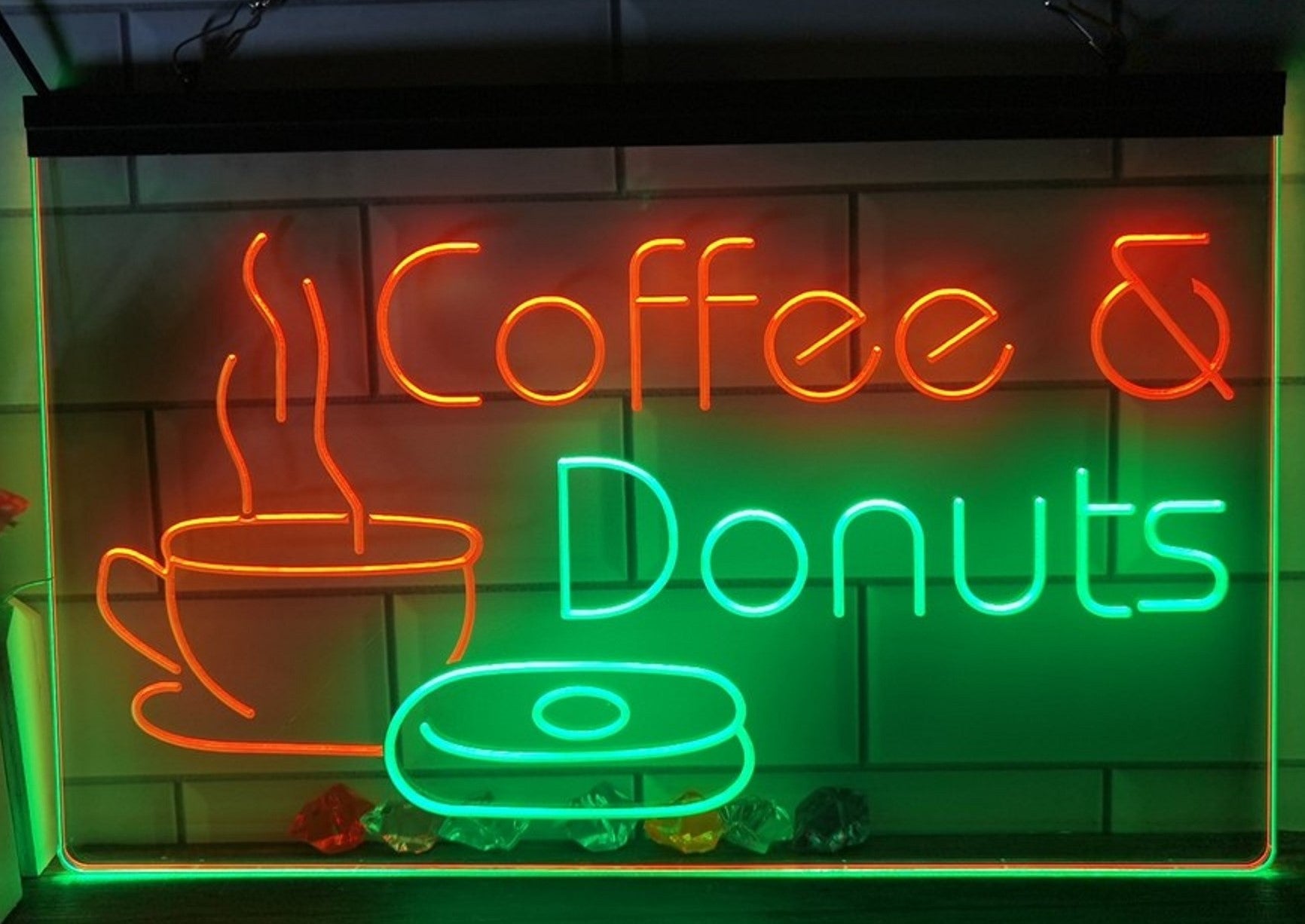 Coffee & Donuts Led Neon Sign Dual Color Home Coffee Shop Decor