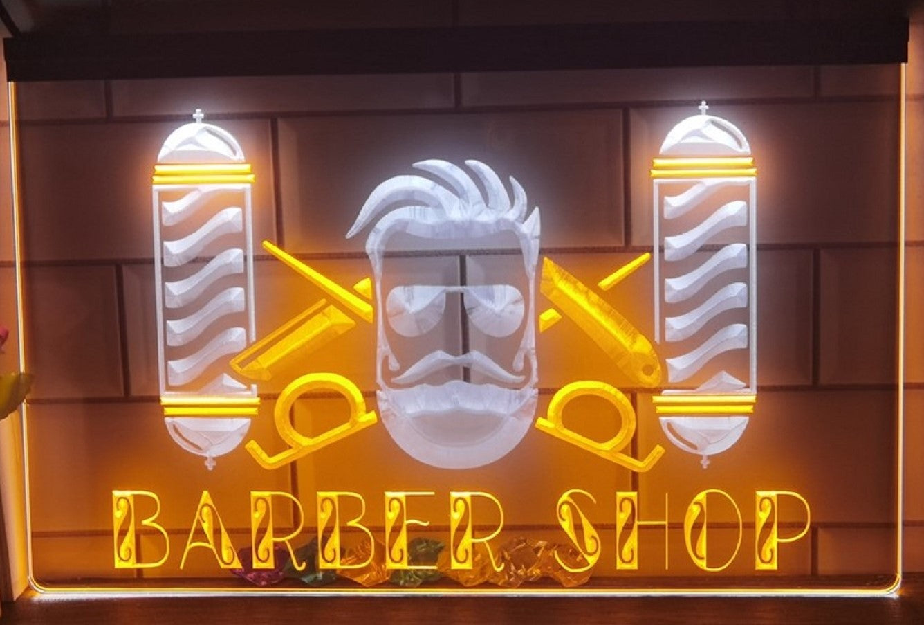 Barber Shop Pole Led Neon Sign Dual Color Haircut Salon Barber Shop Decor