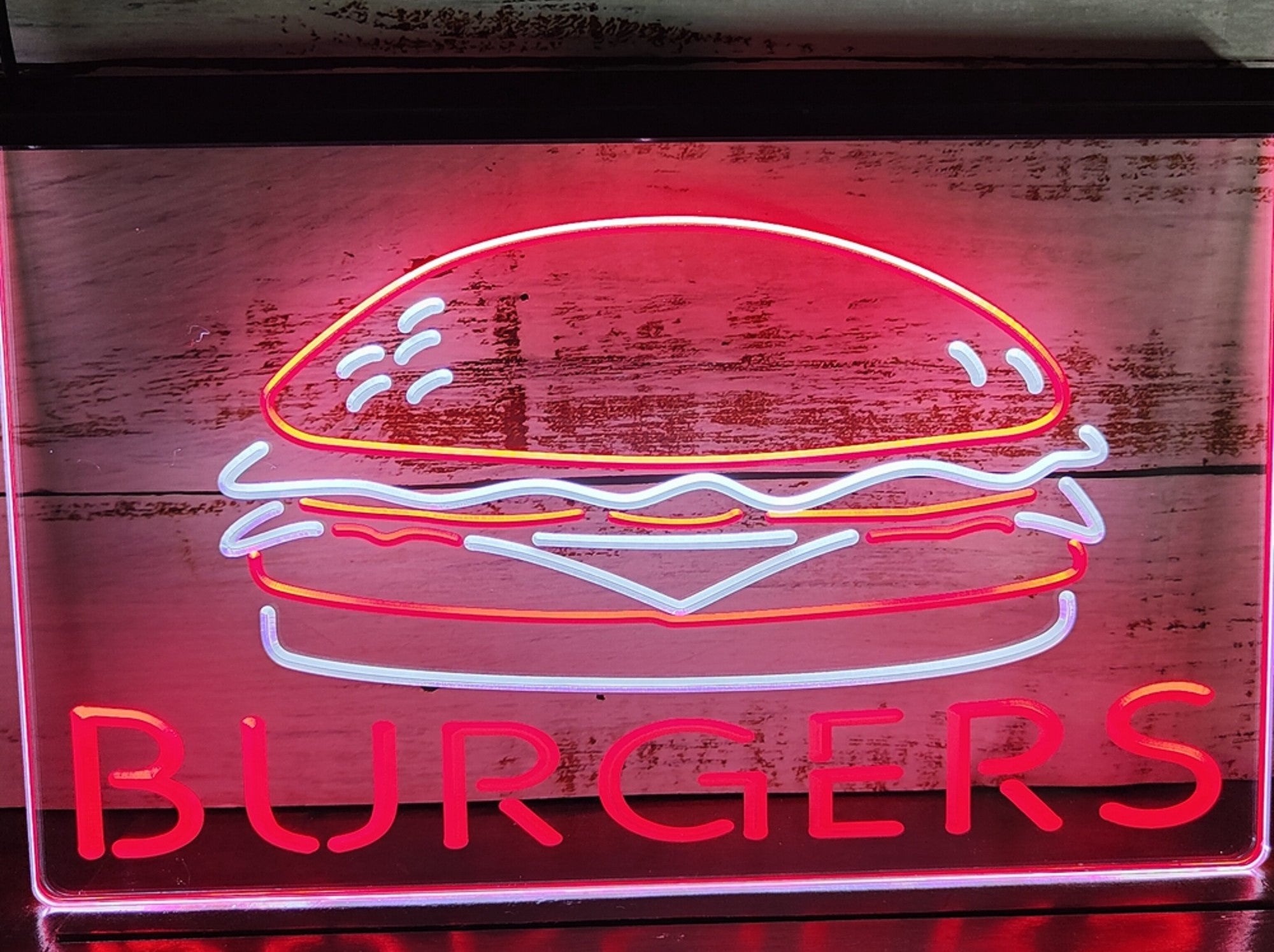 Burgers Sandwiches Led Neon Sign Dual Color Kebab Burger Restaurant Decor