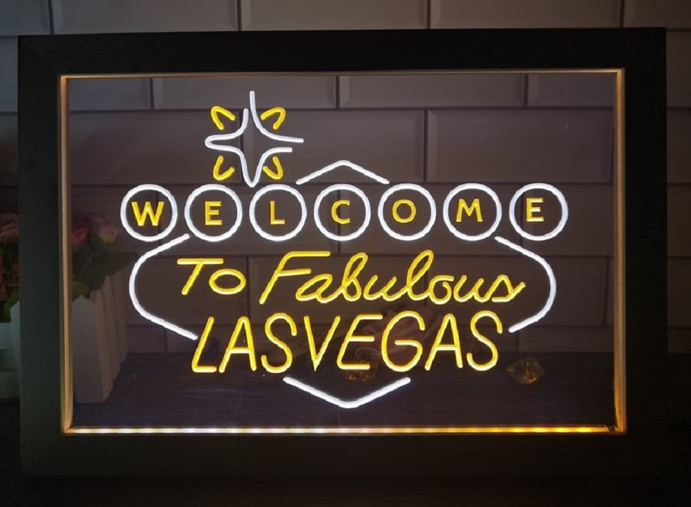 Welcome To Fabulous Las vegas Led Neon Sign Framed Wall Or Desktop Decor
